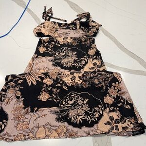 Vici Black and Tan Floral Maxi Dress